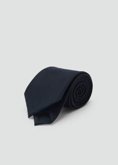 Mango Man Cravate Unie 100 % Laine Bleu Marine Foncé - Homme - Taille Unique - In Dark Navy
