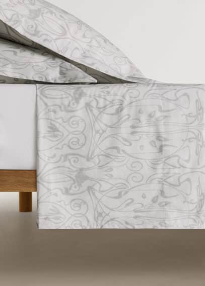 Mango Home Flat Sheet In Gris Clair/pastel
