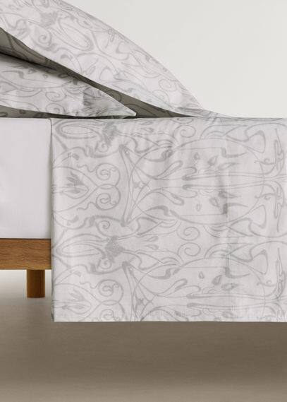 Mango Home Flat Sheet In Gris Clair/pastel
