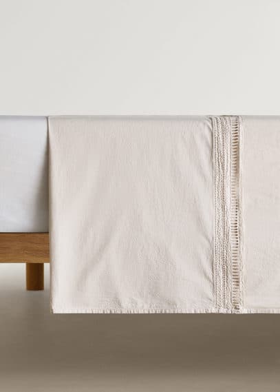 Mango Home Flat Sheet In Gris Clair/pastel