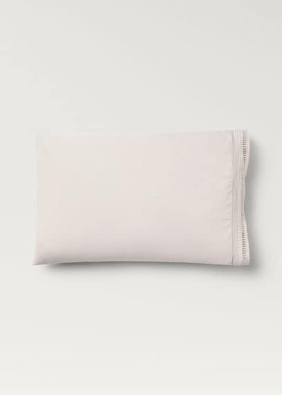 Mango Home Pillowcase With Embroidered Trim 50x75 Cm Light/pastel Grey