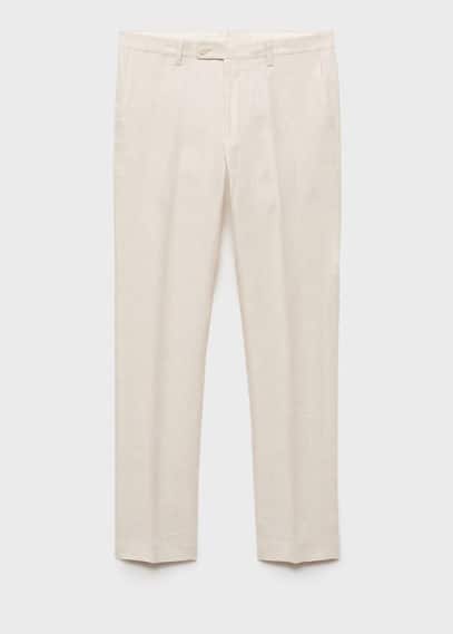 Mango Man Pantalon Costume Amalfi 100 % Lin Slim-fit Écru - Homme - 48 - In Ecru