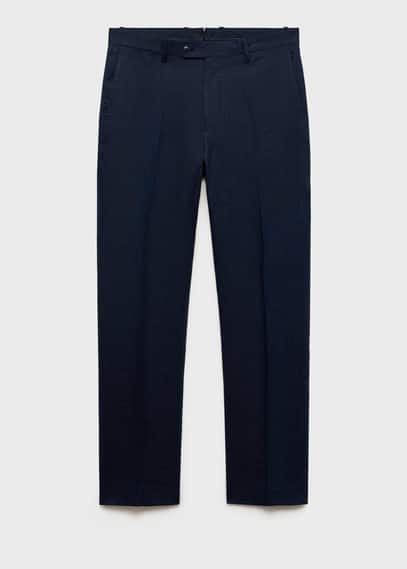 Mango Man Amalfi 100% Linen Slim-fit Suit Pants In Dark Navy