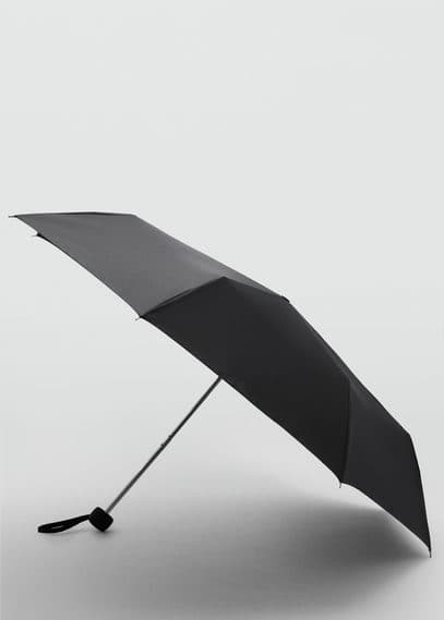 Mango Plain Folding Umbrella Black In Black