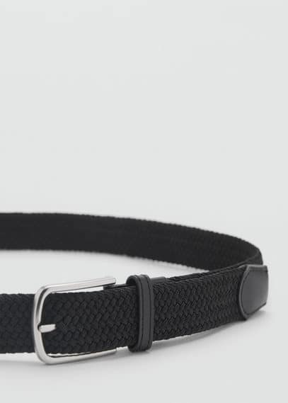 Shop Mango Man Braided Elastic Belt Black