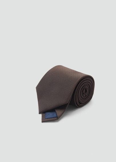 MANGO MAN SMOOTH MICRO-STRUCTURED TIE BROWN