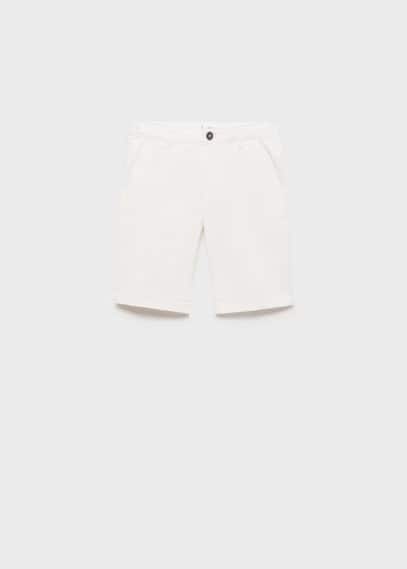Mango Cotton Bermuda Shorts White In White