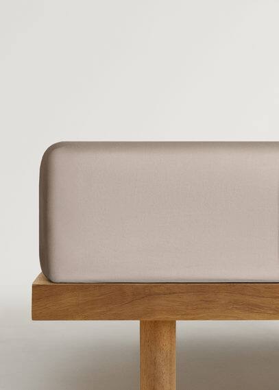 Mango Home 600-thread Washed Cotton Fitted Sheet For 150/160 Cm Bed Light/pastel Grey