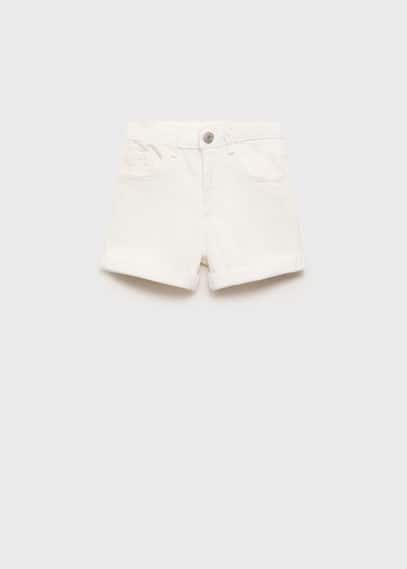 Mango Straight Denim Shorts White In White