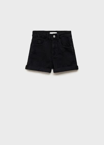 MANGO STRAIGHT-FIT DENIM SHORTS BLACK DENIM