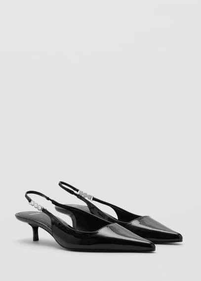 Mango Kitten Shoe With Rhinestone Detail Black In Black