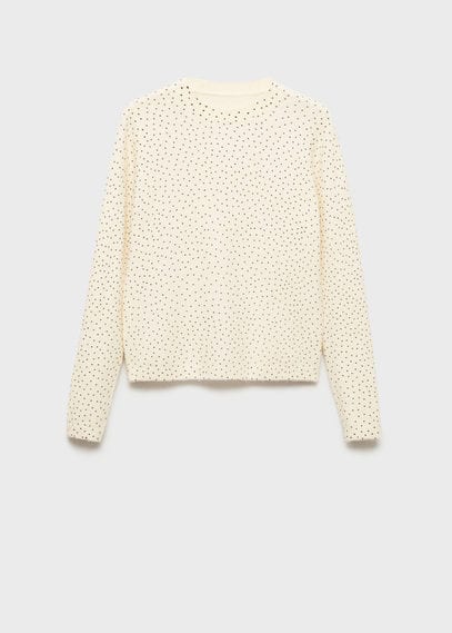 Mango Polka-dot Knitted Sweater Ecru In Écru