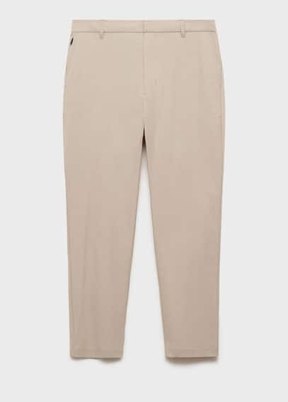 Mango Man Stretch Fabric Slim-fit Trousers With Drawstring Sand In Sand