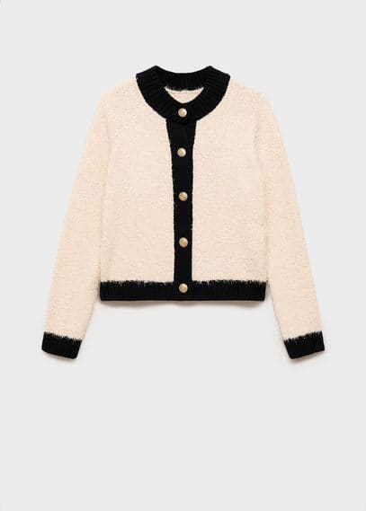 Mango Contrasted Buttons Jacket Ecru In Ecru