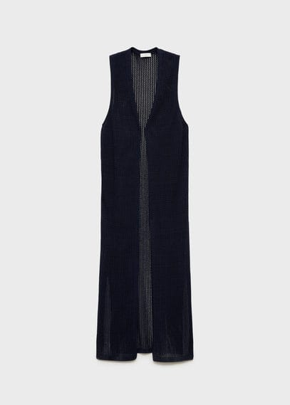 Mango Teen Long Gilet Dark Navy In Dark Navy