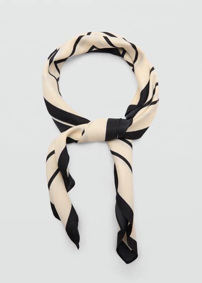 Mango Geometric Printed Foulard Ecru In Écru