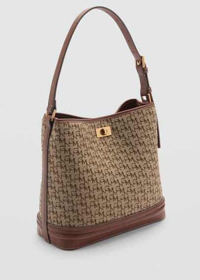 Mango Shopper Bag With Printed Logo Brown In Marron