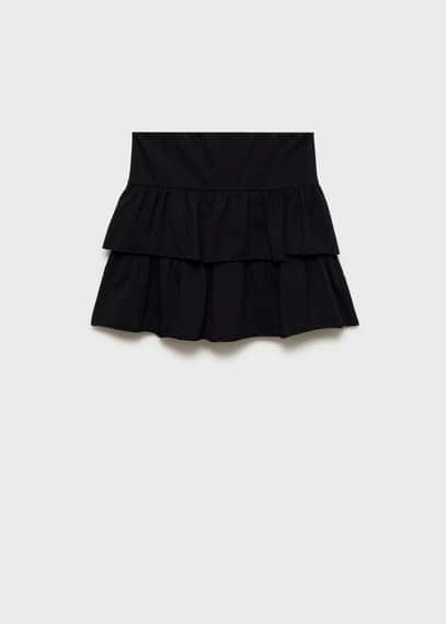 Mango Teen Ruffled Miniskirt Black In Black