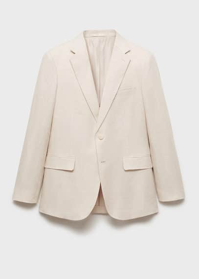 Mango Man Amalfi 100% Linen Slim-fit Suit Blazer In Ecru