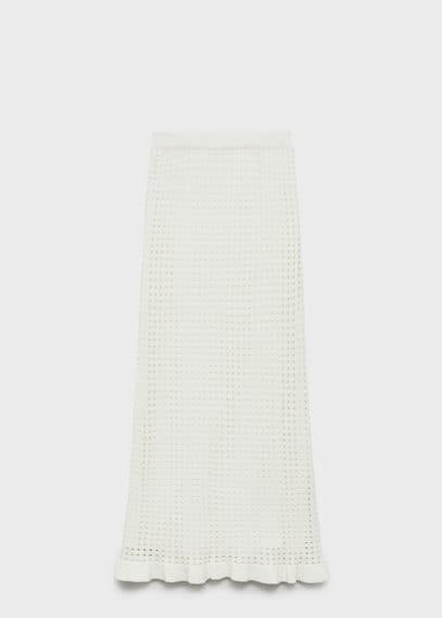Mango Teen Long Knitted Skirt Off White In Off White