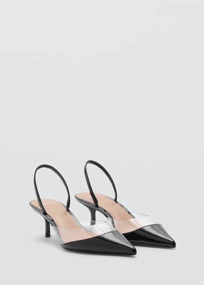 Mango Heeled Shoes With Vinyl Panel Black In Noir