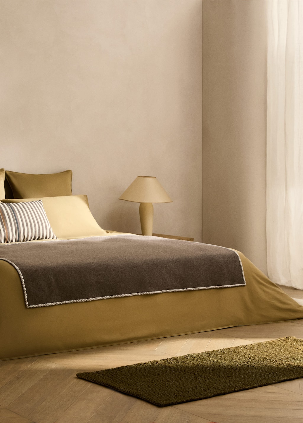 Mango Home Washed Satin Cotton Duvet Cover With Double Stitching For 135 Cm Bed Ochre
