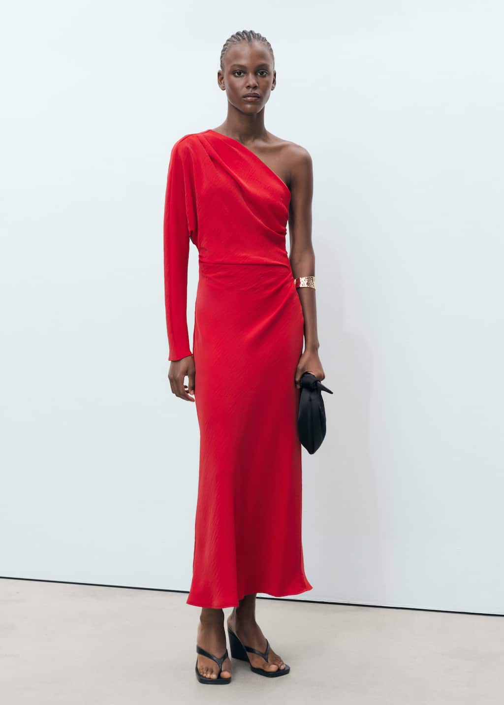 Asymmetric draped gown