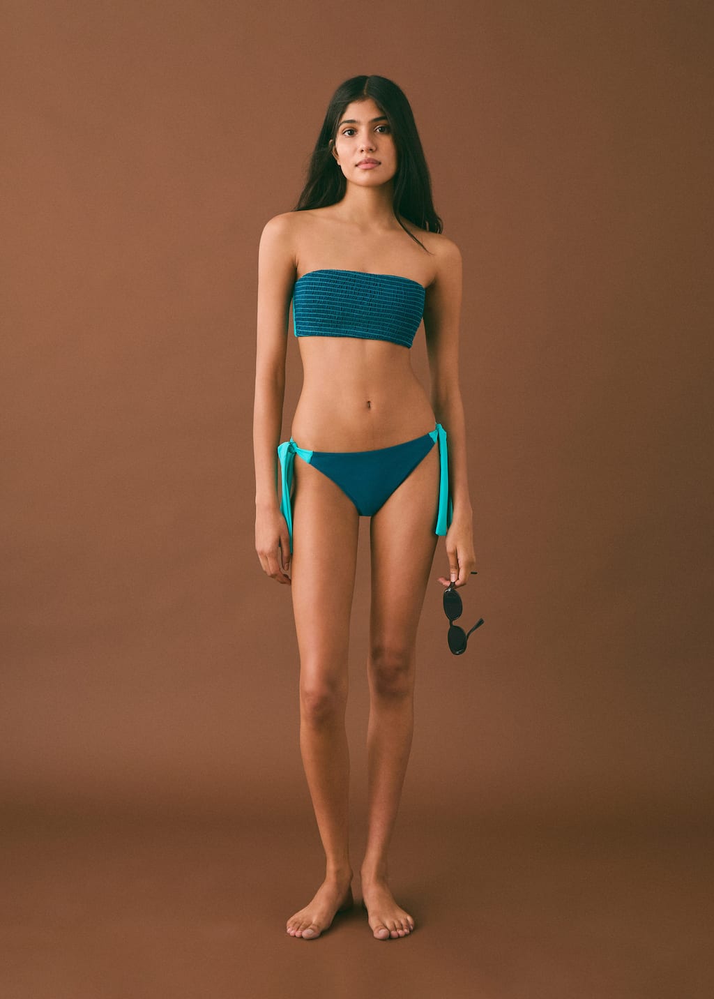 Mango Teen Contrast String Bikini Turquoise In Turquoise