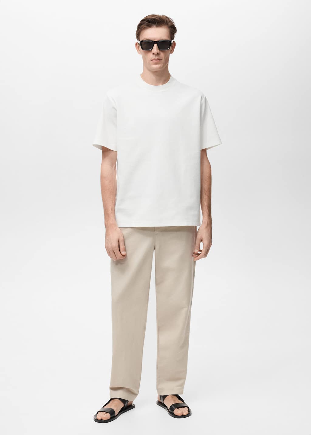 Mango Man Regular Fit Textured T-shirt White In White