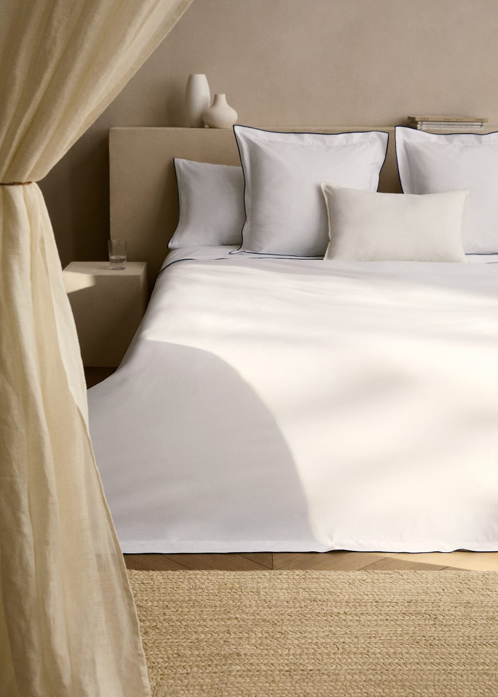 Mango Home Housse De Couette Coton Percale Overlock Contraste Lit 180/200 Cm Bleu - Home - Lit 180/200 Cm - Man
