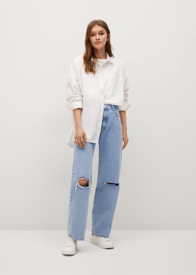 Jeans wideleg rotos decorativos - Plano general