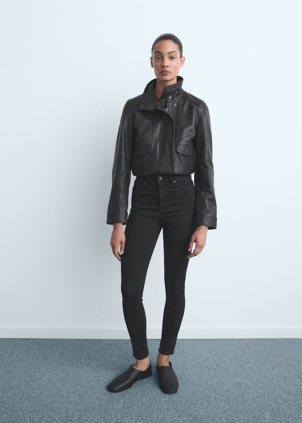 Mango High-rise Skinny Jeans Black Denim In Green