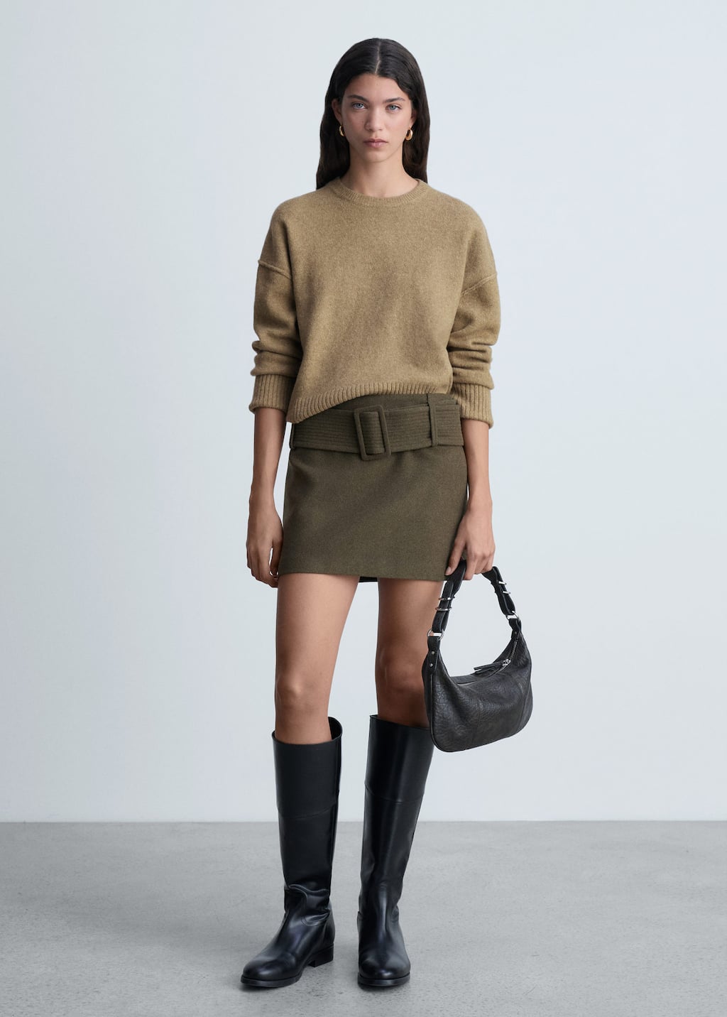 Rolled-up sleeves sweater medium green - Woman - XS - MANGO