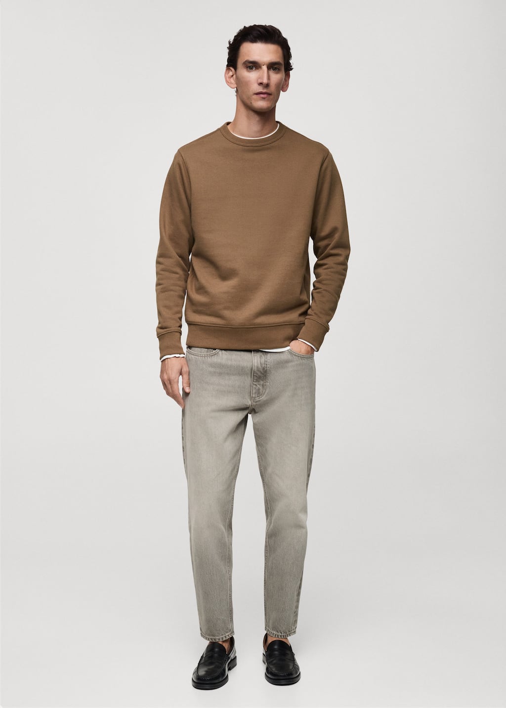 Regular-fit cotton sweatshirt medium brown - Man - XXL - MANGO MAN