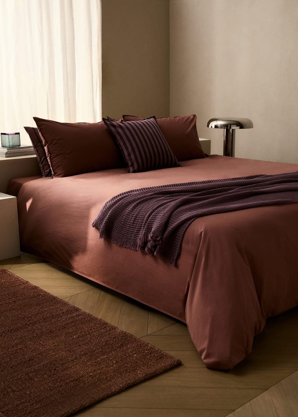 Mango Home Housse De Couette Popeline De Coton Double Surpiqûre Lit 135/140 Cm Rose Géranium - Home - Lit 135/1