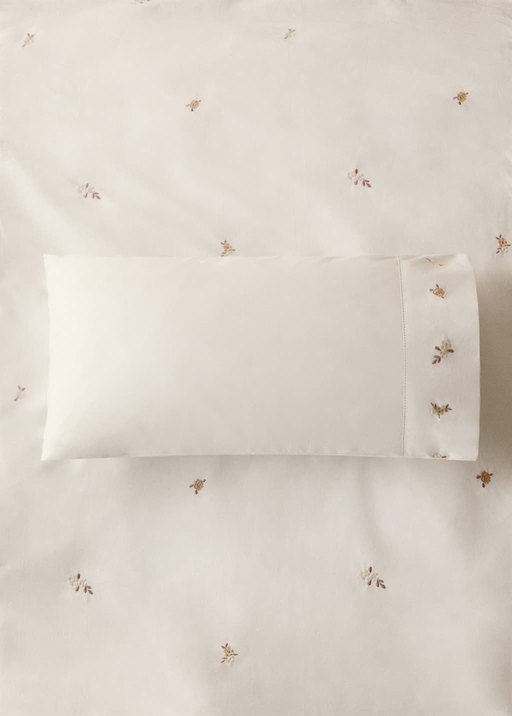 Mango Home Taie D'oreiller Enfant Percale De Coton Fleur Brodée 30x50 Cm Blanc - Home - 30x50cm -