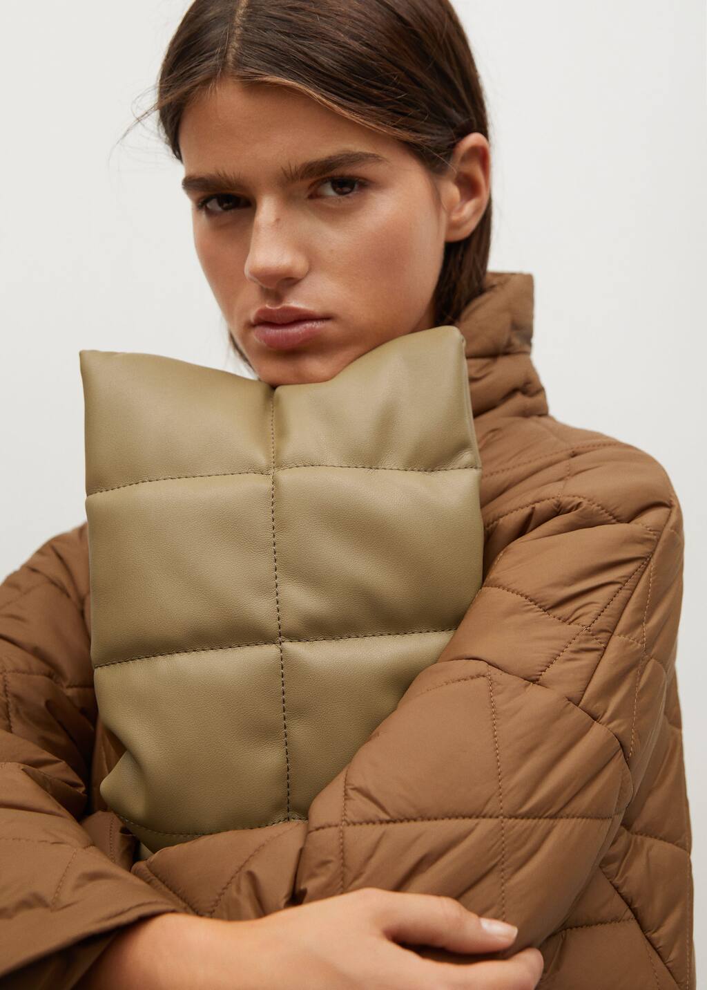 mango shearling clutch