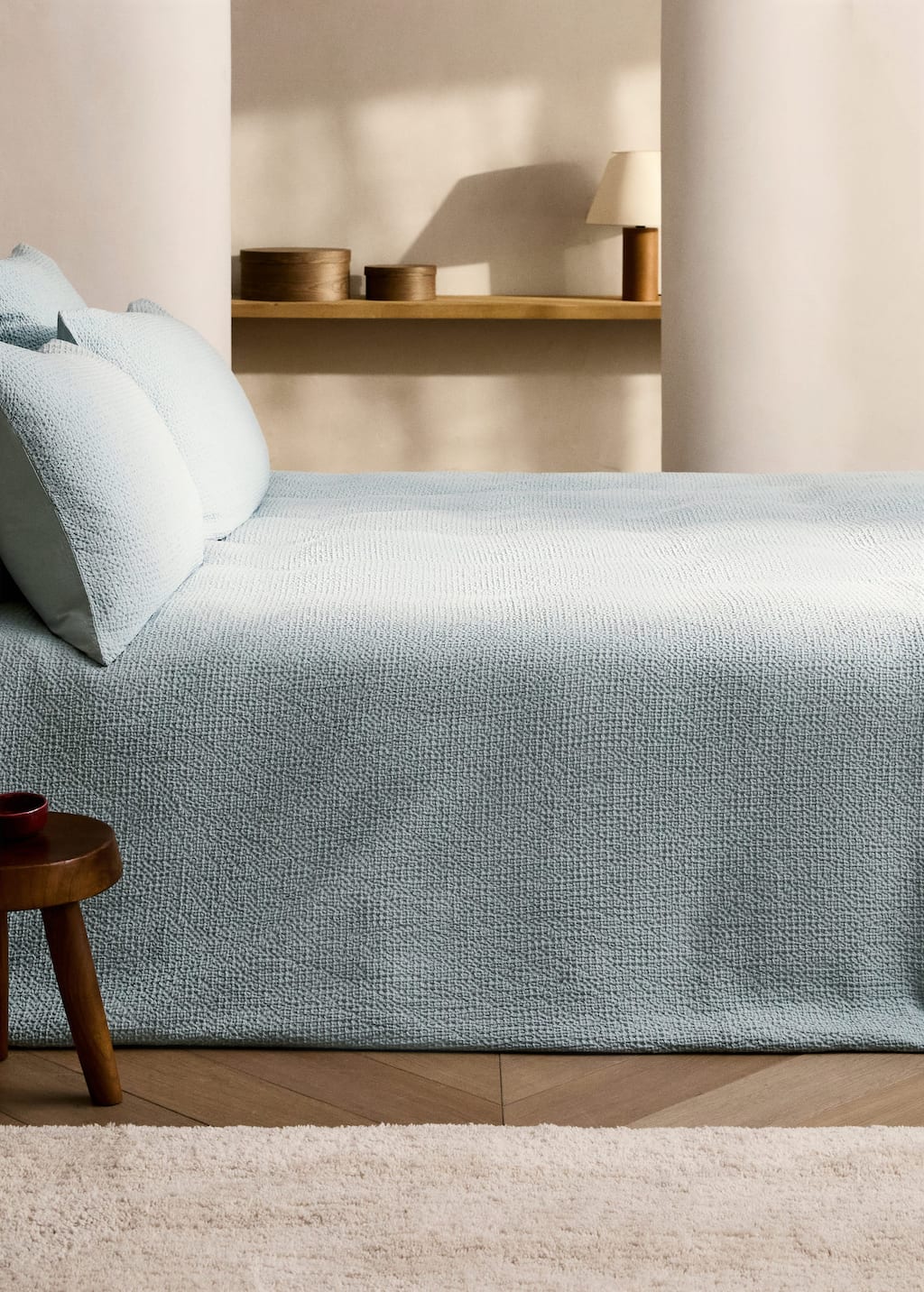 Mango Home Percale Cotton Waffle Duvet Cover For 90 Cm Bed Aqua Green