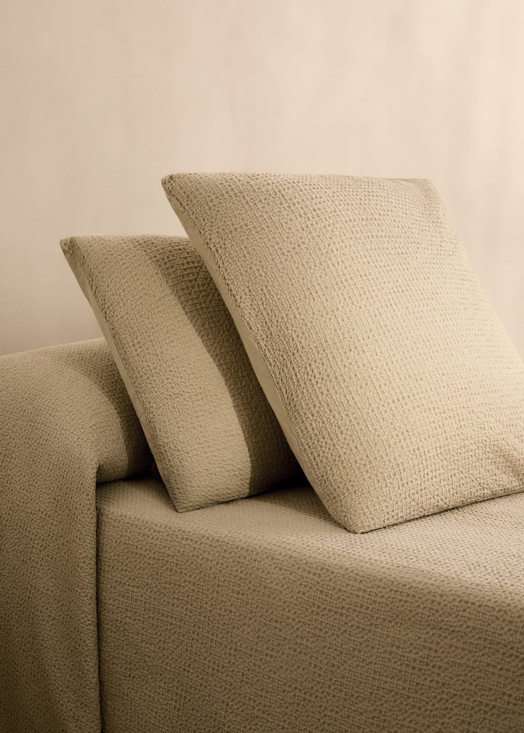 Mango Home Percale Cotton Waffle Pillowcase 60x60 Cm Sand