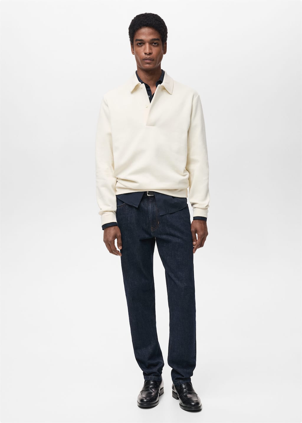 Mango Man Regular-fit Cotton Polo Sweatshirt Off White In Off White