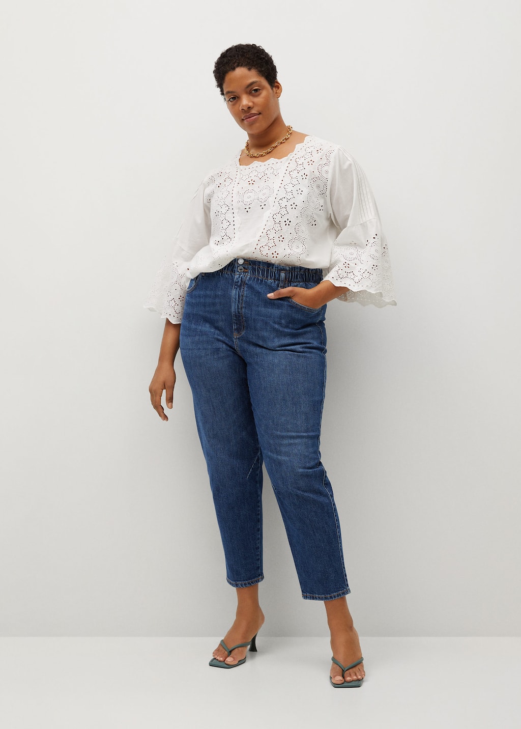 Paperbag cropped jeans Clearance