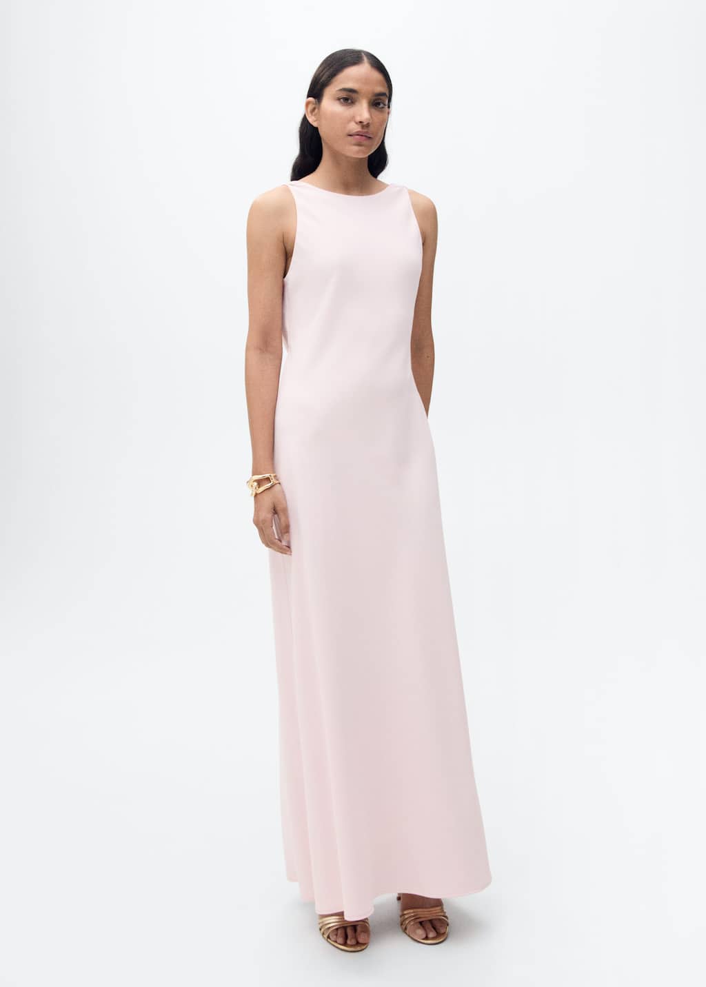 Satin dress with draped back