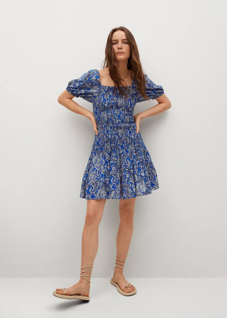 mango printed ruched dress