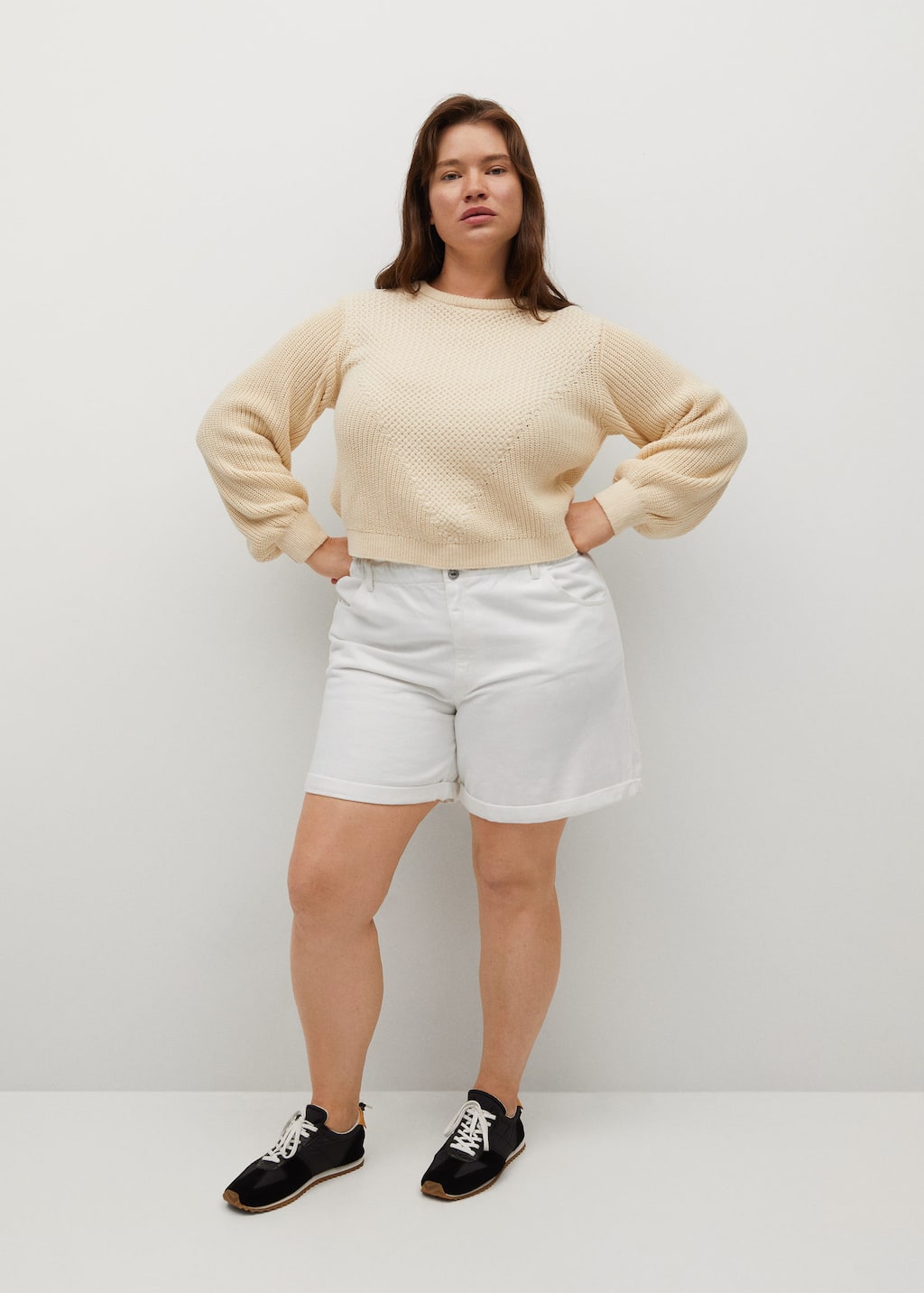 Paperbag denim shorts plus size Clearance