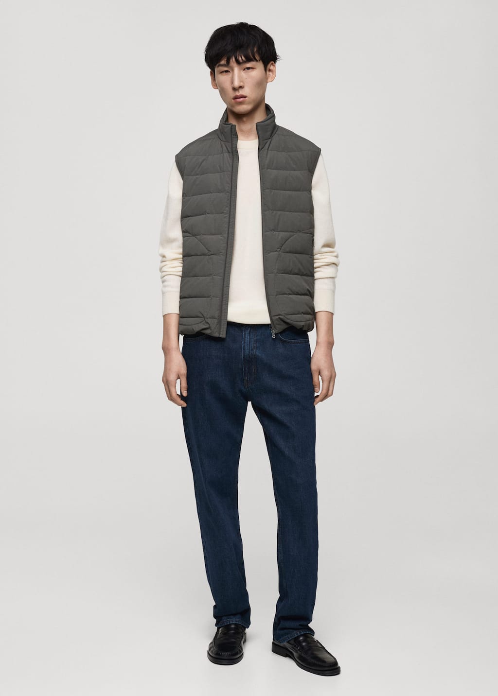 Quilted vest with down and feather filling grey - Man - XS - MANGO MAN