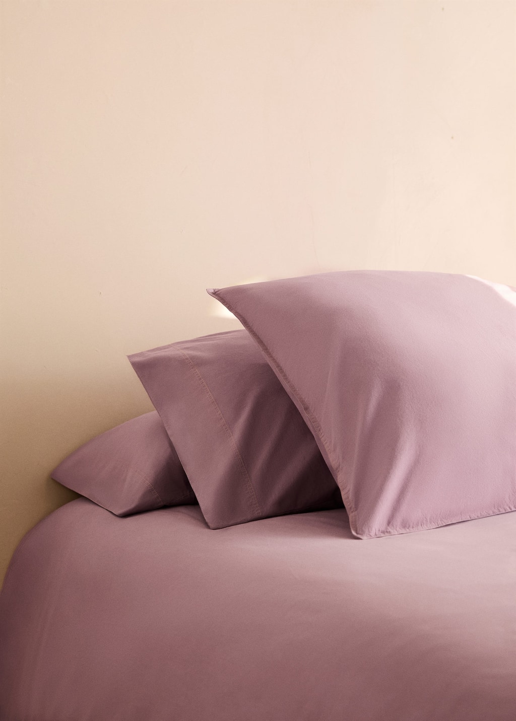 Mango Home Taie D'oreiller Enfant En Coton Lavé Double Surpiqûre 50x75 Cm Lilas - Home - 60x60cm - In Lilac