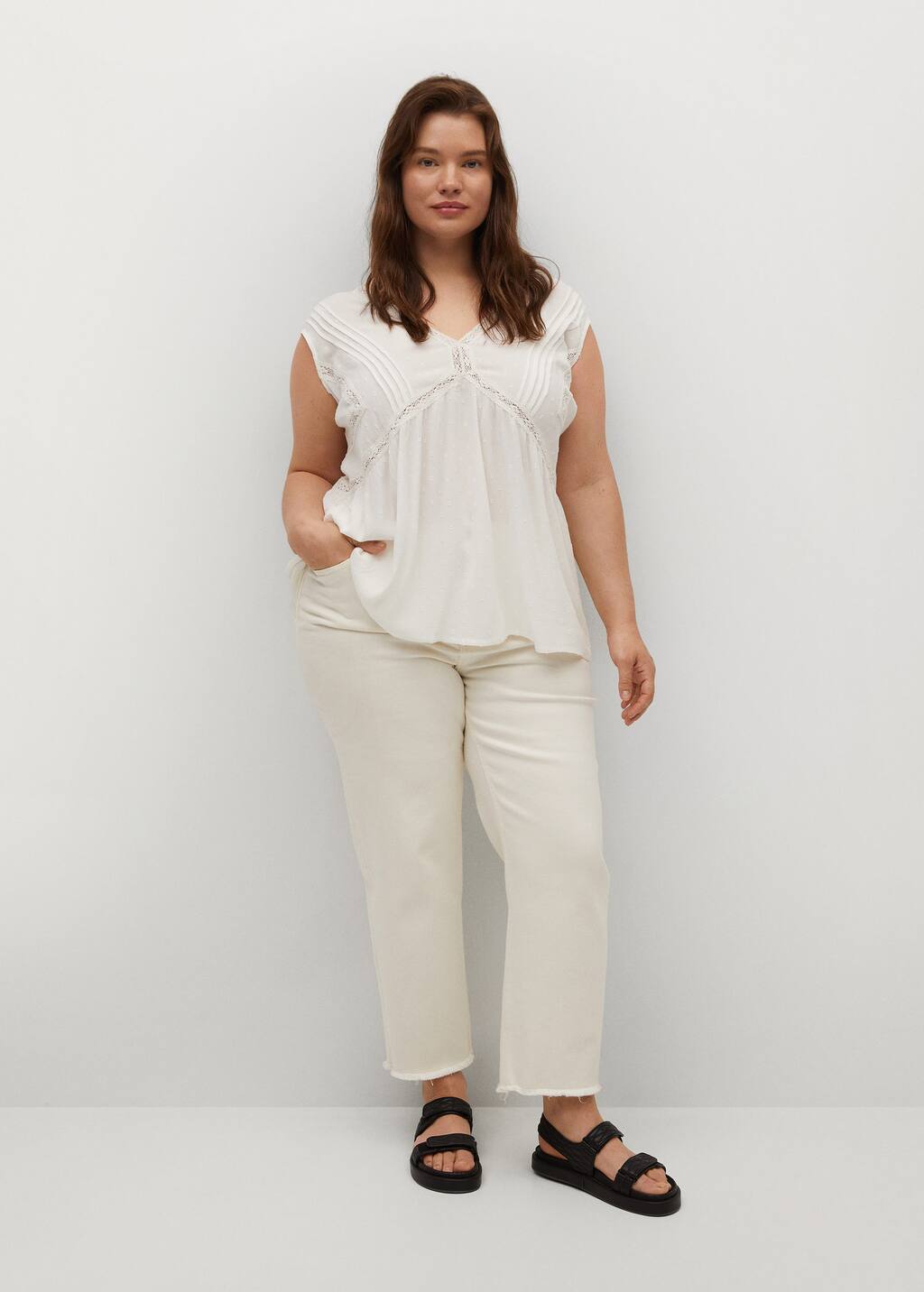 mango textured flowy blouse