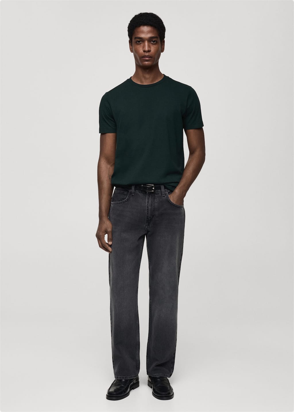 100% cotton slim-fit t-shirt green - Man - XXL - MANGO MAN