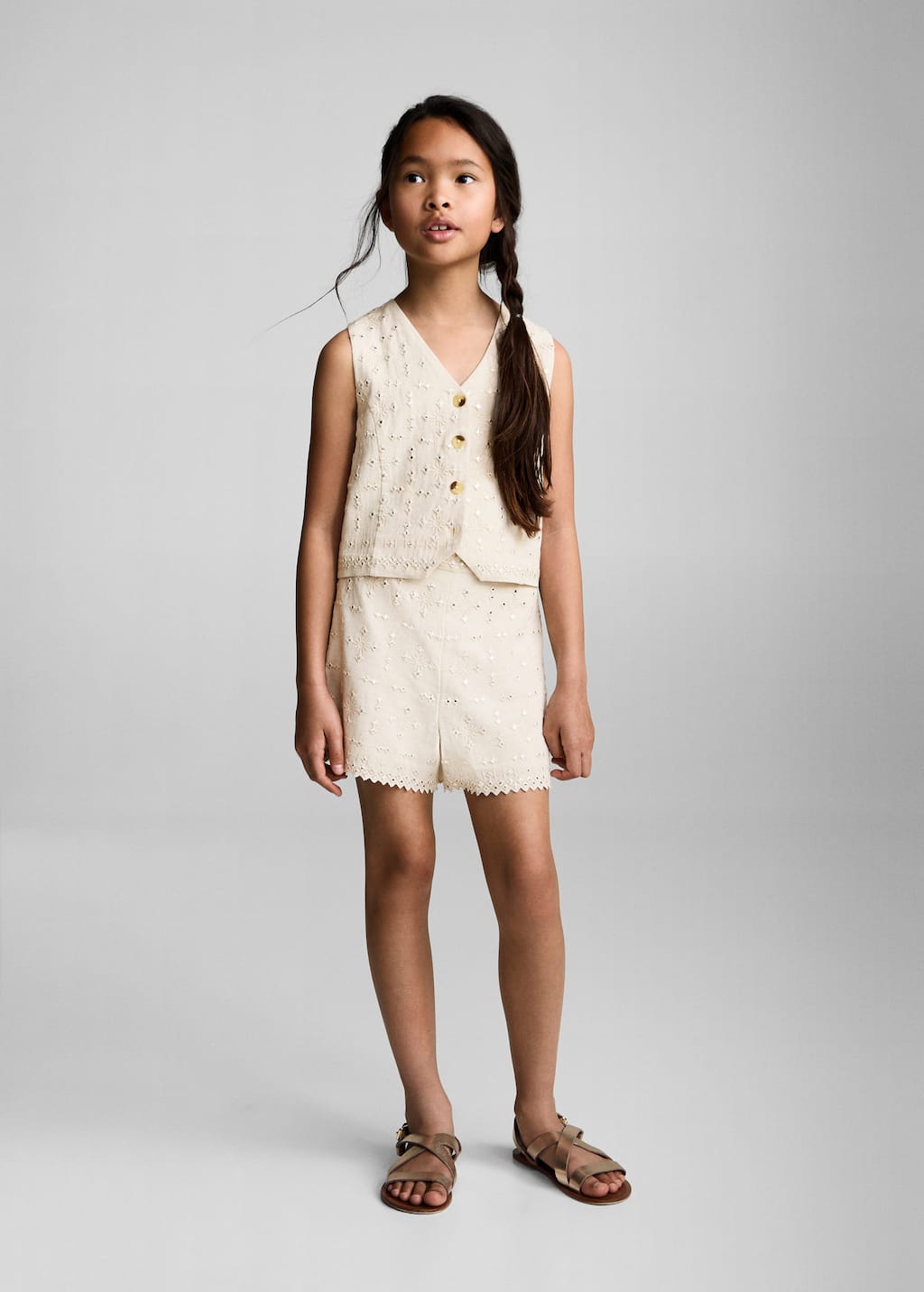Mango Mirrors Embroidered Waistcoat Light/pastel Grey