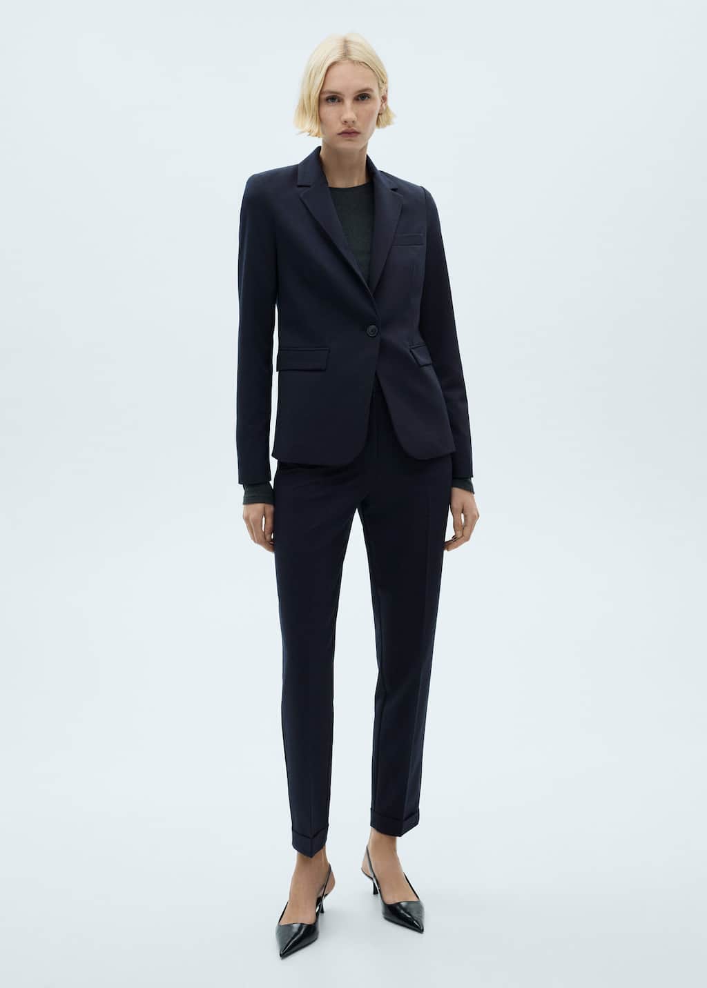 Straight suit trousers dark navy - Woman - 6 - MANGO
